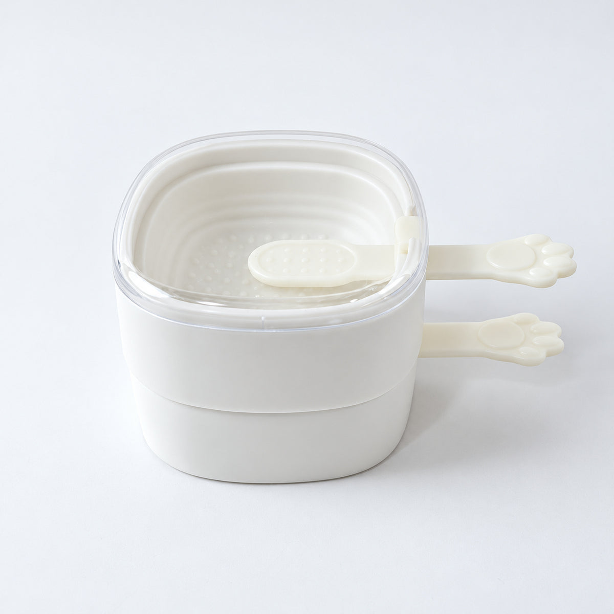 Square silicone ice cream mold set components displayed