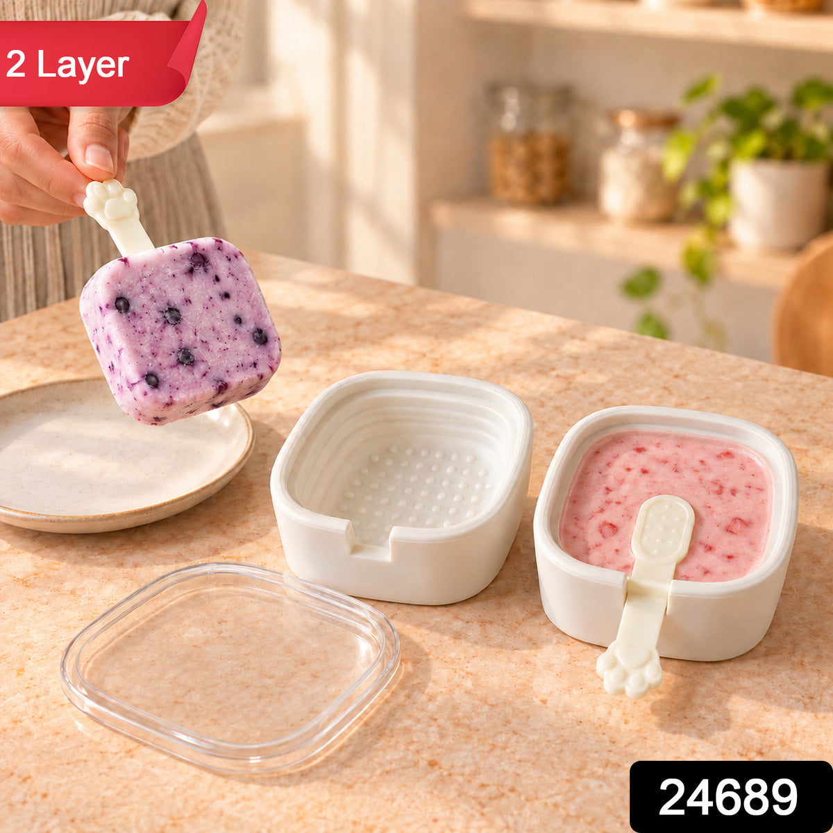 Packaging of the square silicone ice cream mold set