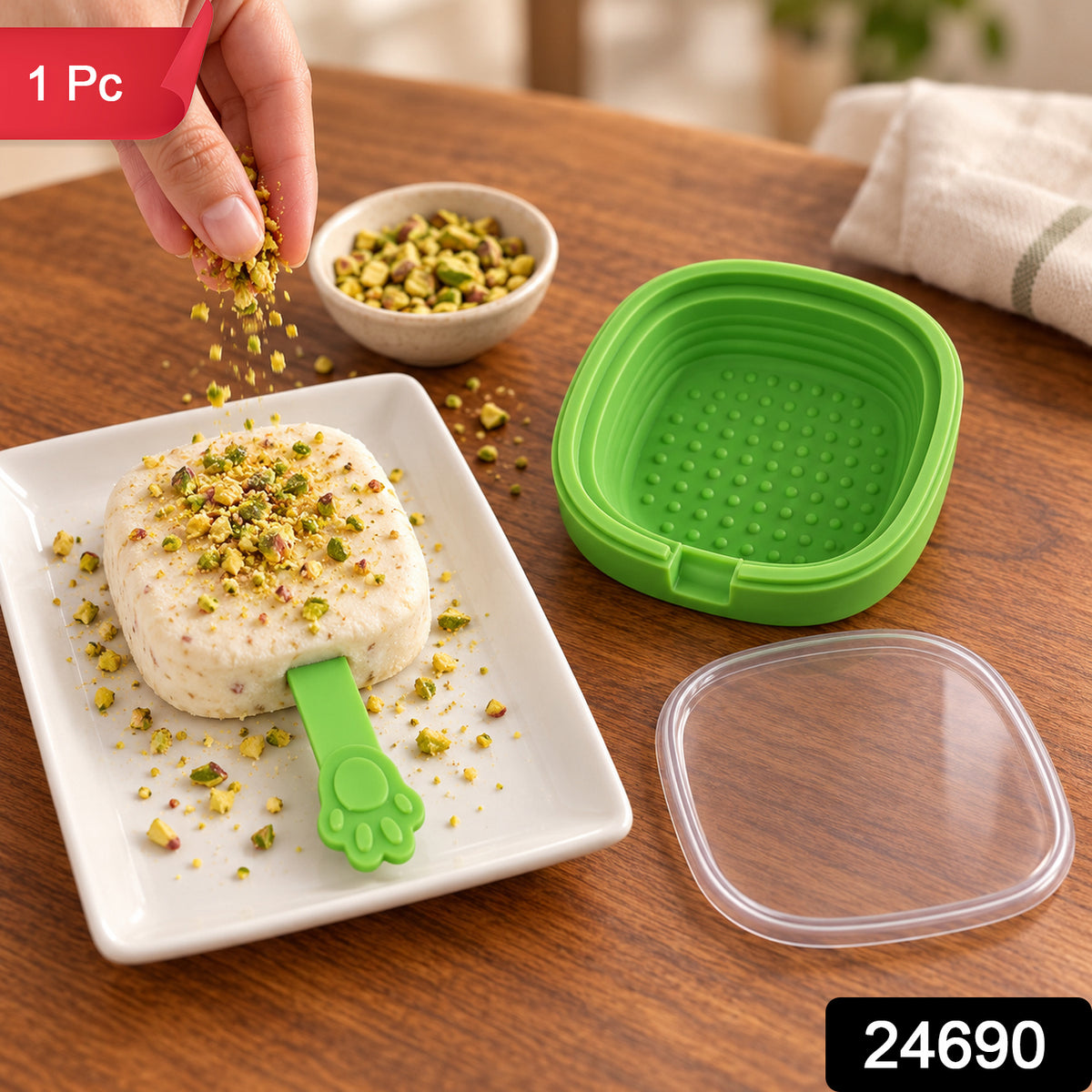 Green silicone ice cream pop mold product shot
