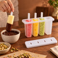Reusable Ice Cream Popsicle Maker with Lid and Sticks for Home (4 Mold)