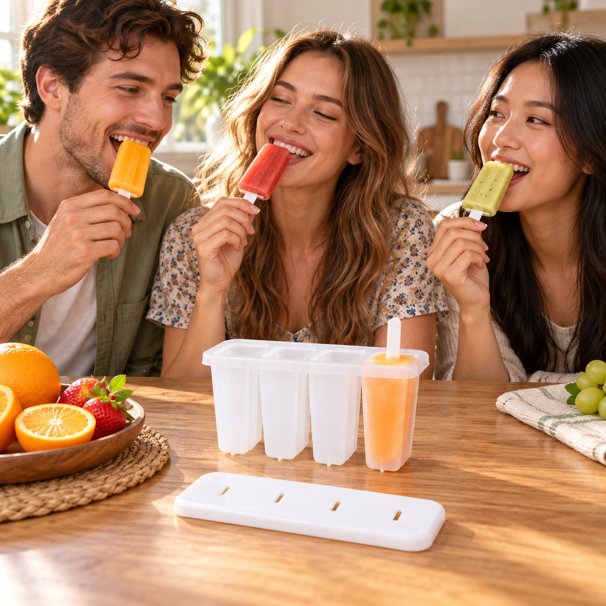 Reusable four cavity popsicle mould with lid and removable sticks 03