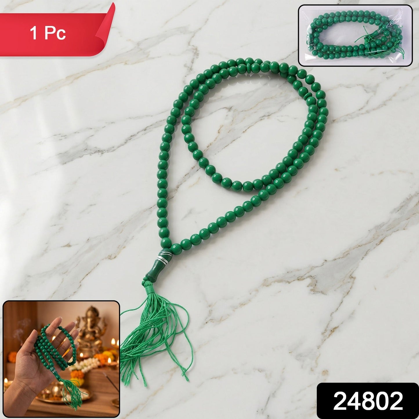 99 Beads Jap Mala Prayer Beads Necklace for Meditation Chanting Pooja (1 Pc)