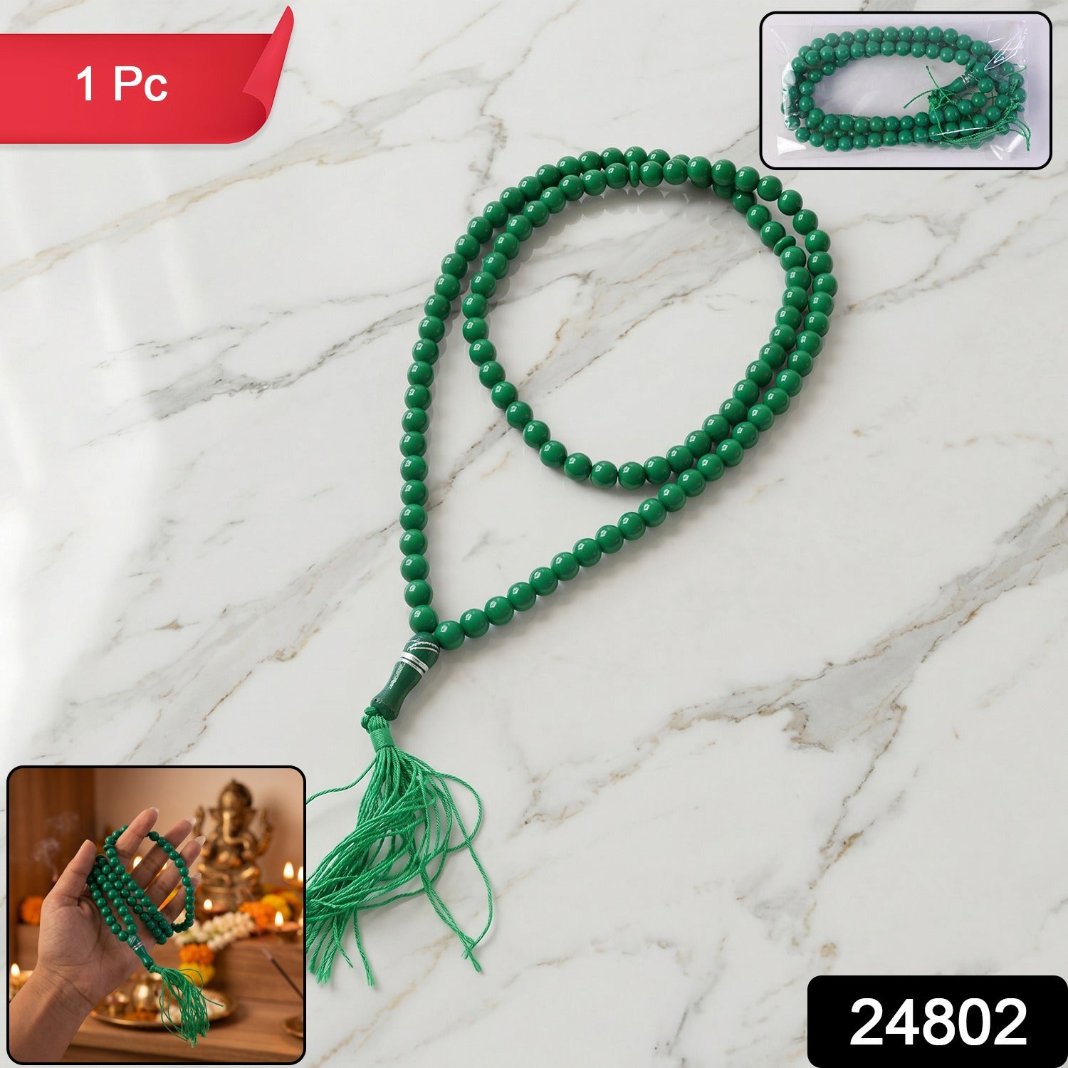 99 Beads Jap Mala Prayer Beads Necklace for Meditation Chanting Pooja (1 Pc)