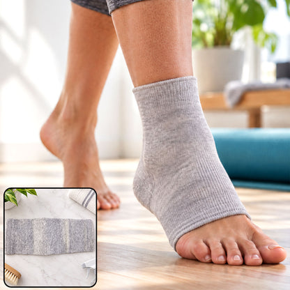 Open-toe stretchable knitted ankle sleeve worn on a foot