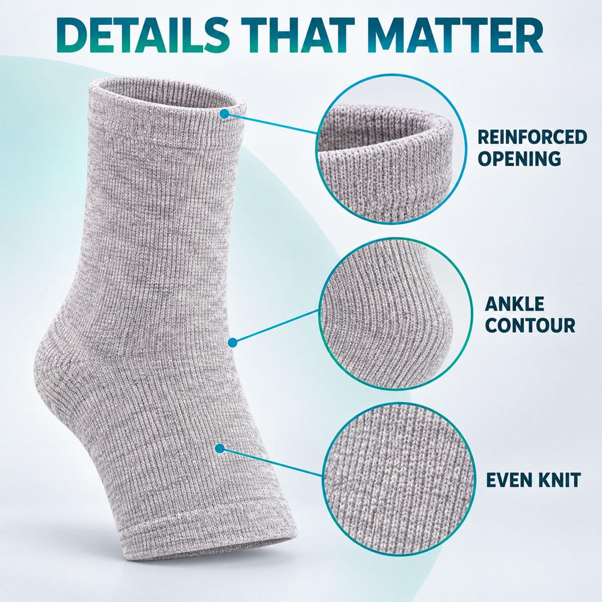 Ankle sleeve contour and reinforced opening details