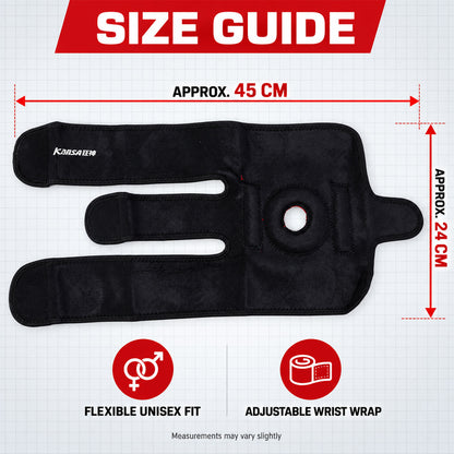 Knee support flat measurements approximately 45 by 24 cm
