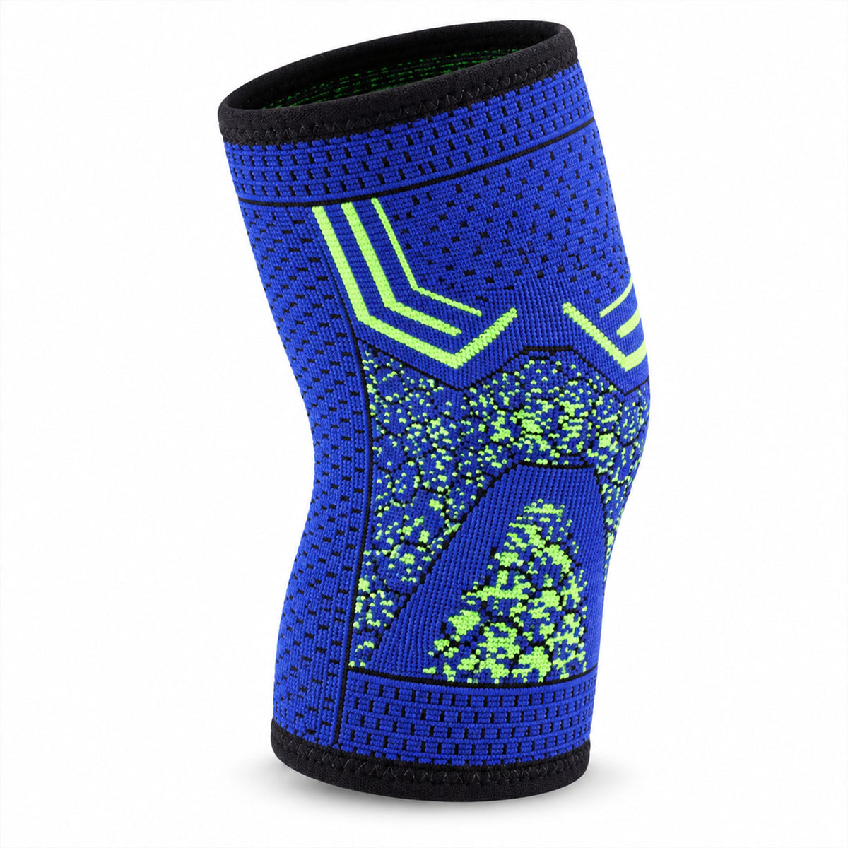 Knitted knee support sleeve on white background