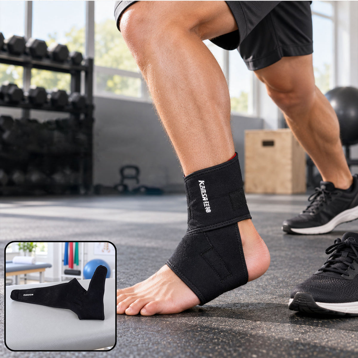 Adjustable ankle support brace worn around foot and ankle