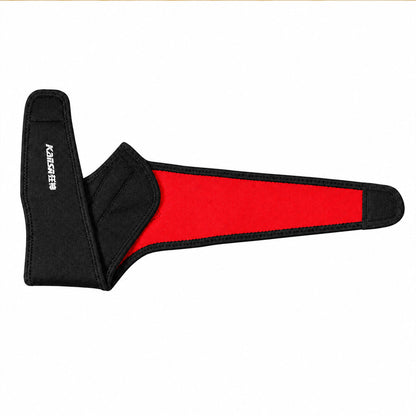 Adjustable ankle brace laid flat on white background