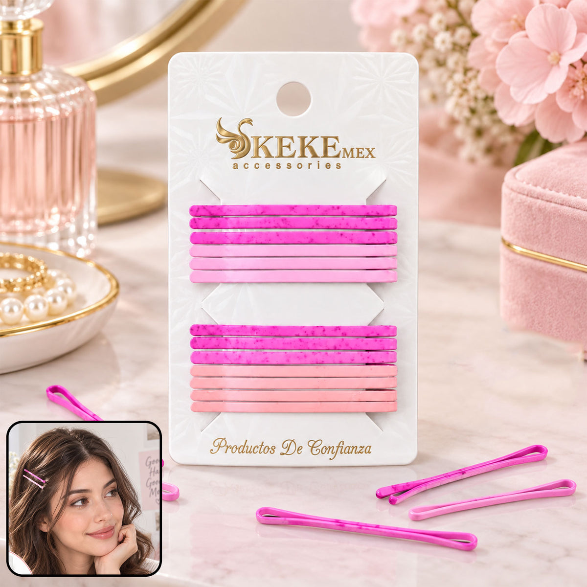 Metal hair pins with smooth coated finish - view 02
