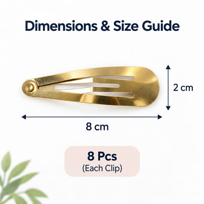 Hair pin size guide showing approximately 8 cm length and 2 cm width