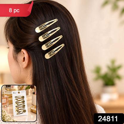 Gold metal hair pins with product code 24811 and 8 Pc label