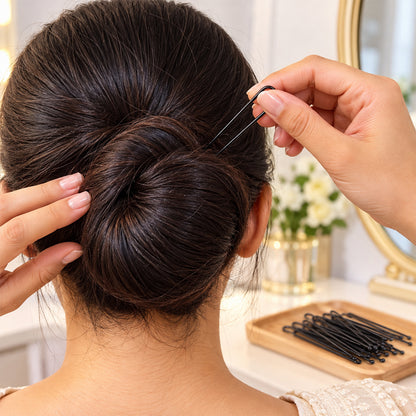 Black hair pin styling details - view Hair-Pins-04