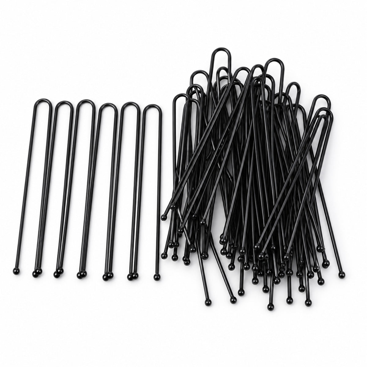 Black U shaped metal hair pins for bun styling - view Hair-Pins-05