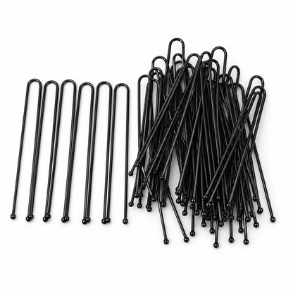 Black U shaped metal hair pins for bun styling - view Hair-Pins-05