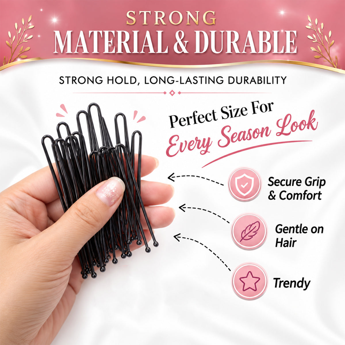 Black hair pin styling details - view Hair-Pins-06