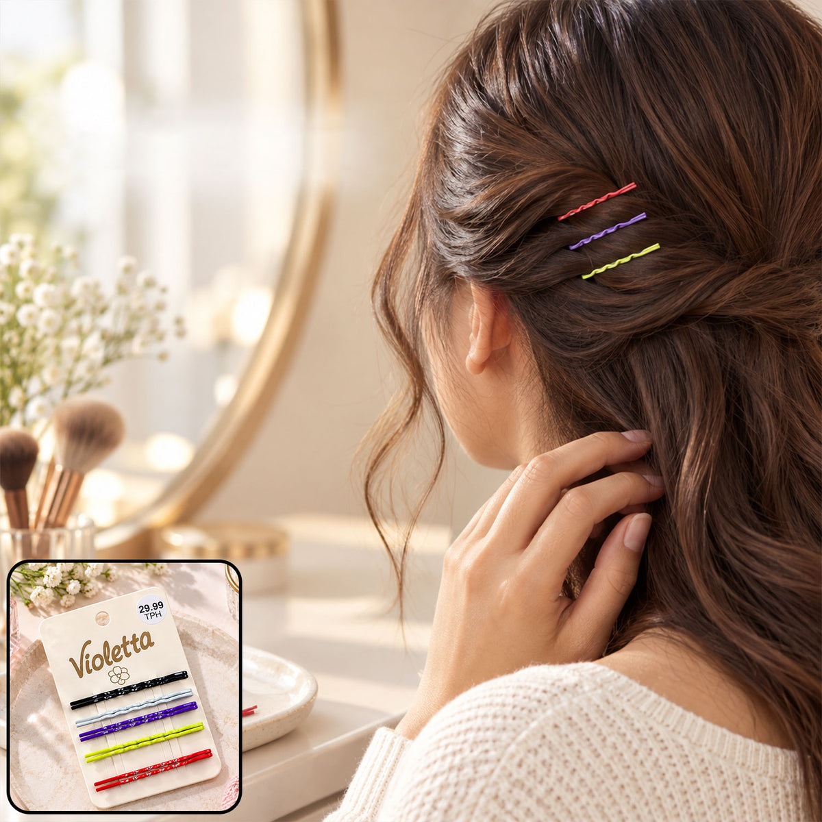 Multicolor coated metal hair pins for everyday styling - view 02