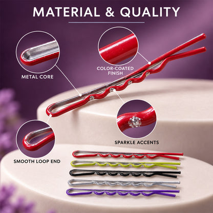 Multicolor coated metal hair pins for everyday styling - view 04