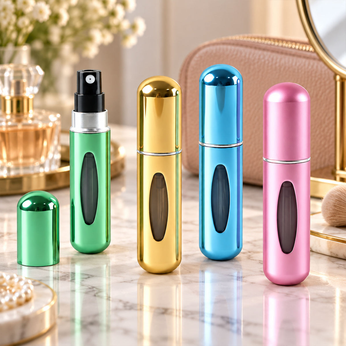 Mini empty perfume atomizer bottle set