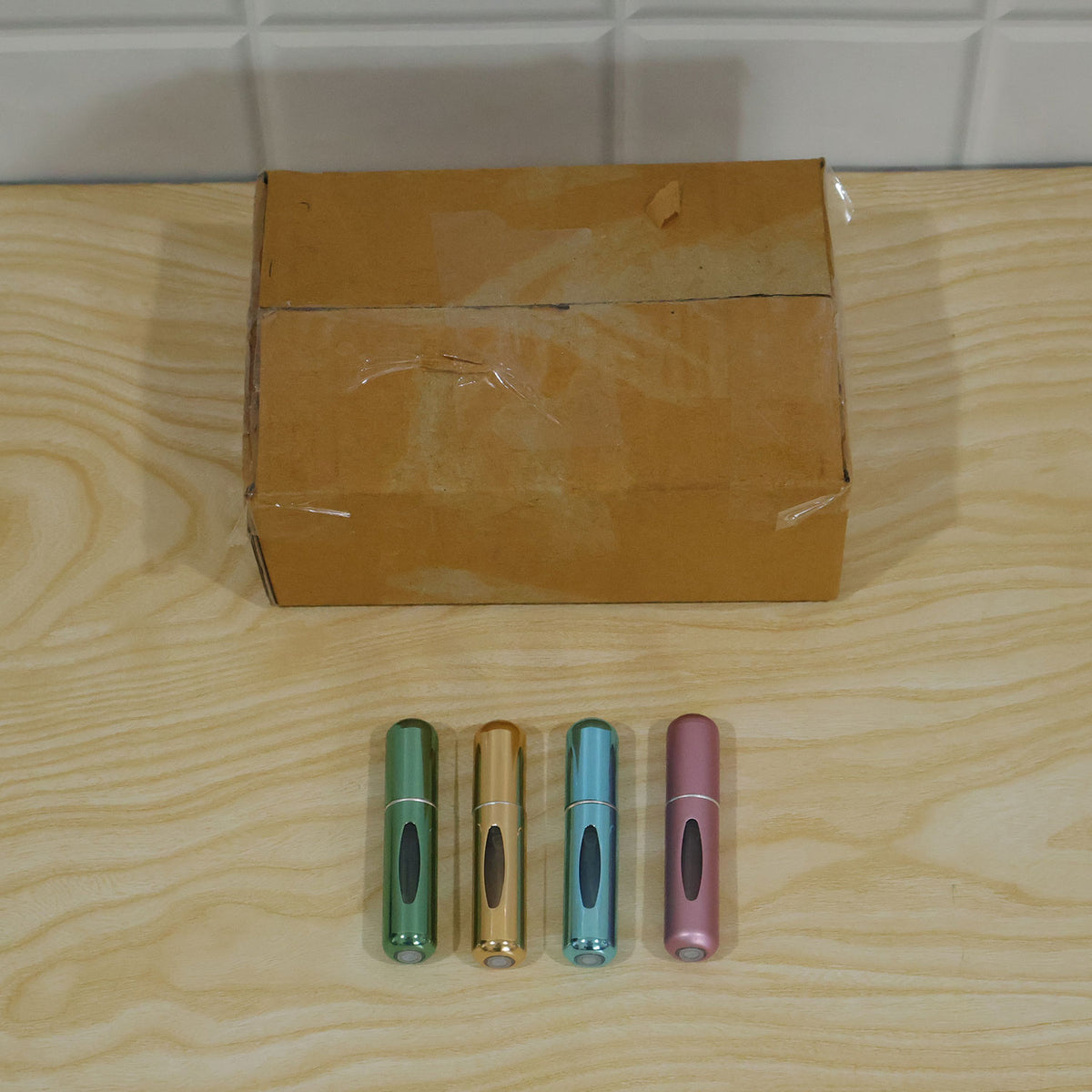 Actual perfume bottle set and brown box