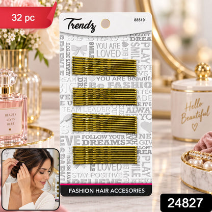gold metal wavy hair pins set