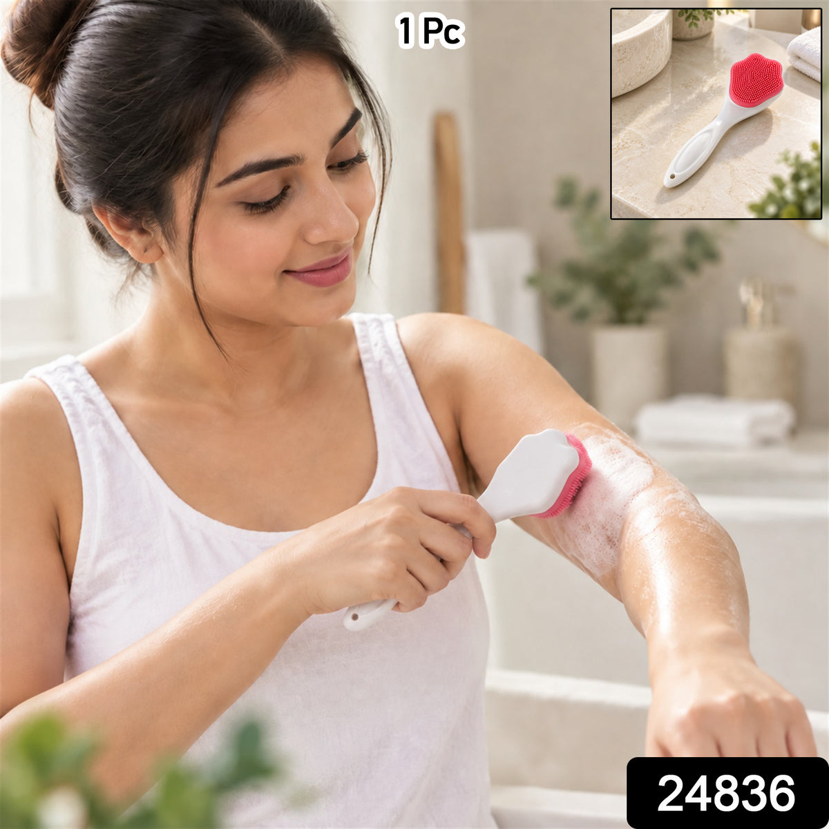 Silicone Face and Body Scrubber, Soft Exfoliating Bath Cleansing Brush (1 Pc)