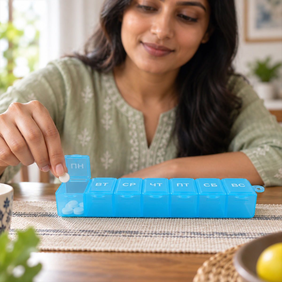 Seven compartment pill organiser - main lifestyle