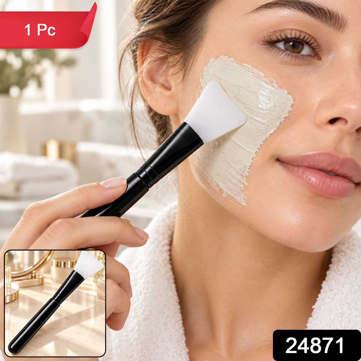 Silicone Face Mask Brush with Flexible Head for Even Skincare Application (1 Pc)