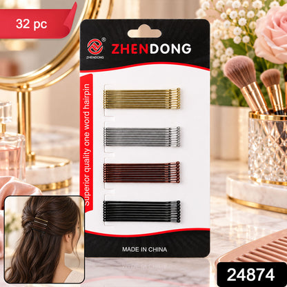 Metal Bobby Hair Pins with Rounded Tips for Buns and Daily Hairdos (32 Pc Set)