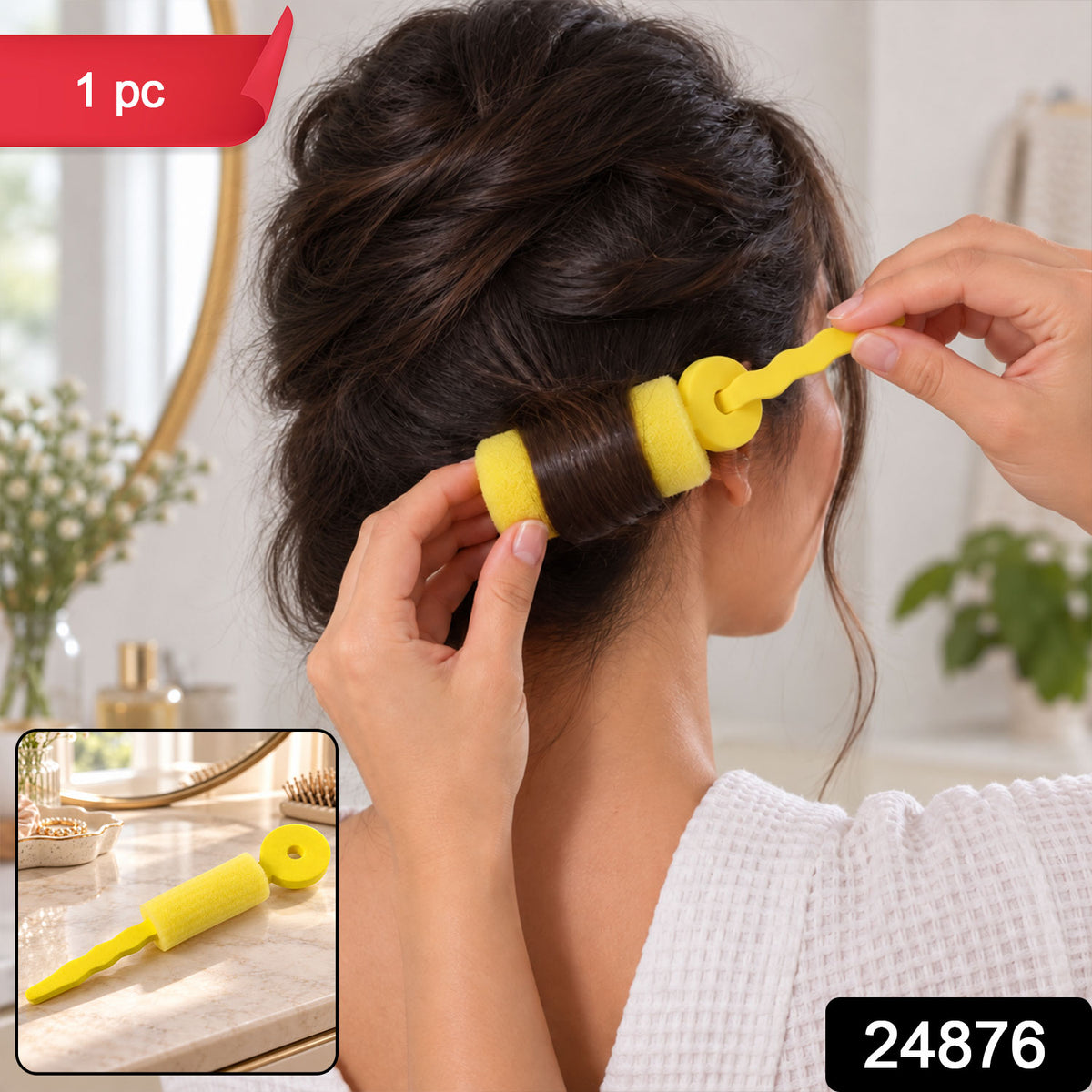 Soft Foam Hair Curling Roller with Locking Strap for Heatless Hairstyling (1 Pc)