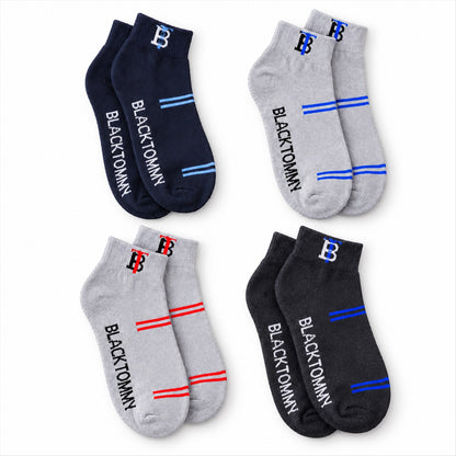 Soft stretchable mixed design ankle socks - white background