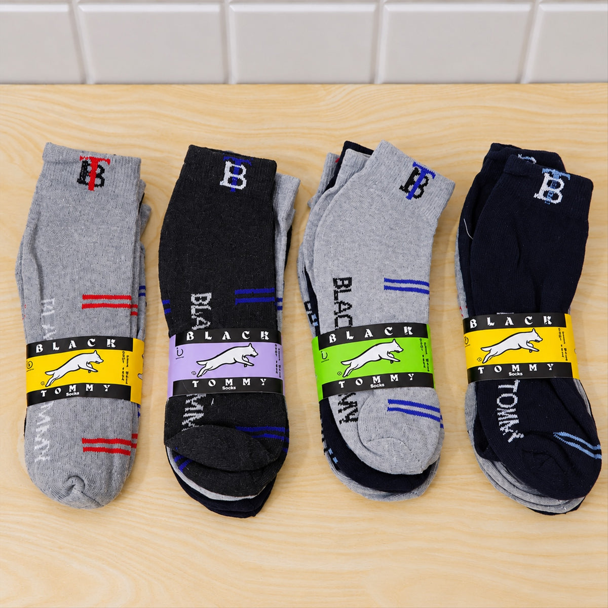 Soft stretchable mixed design ankle socks - actual product