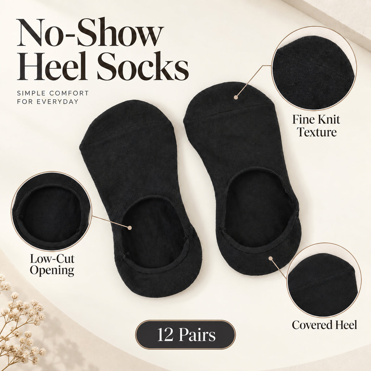 Black invisible loafer socks - knit and low cut features