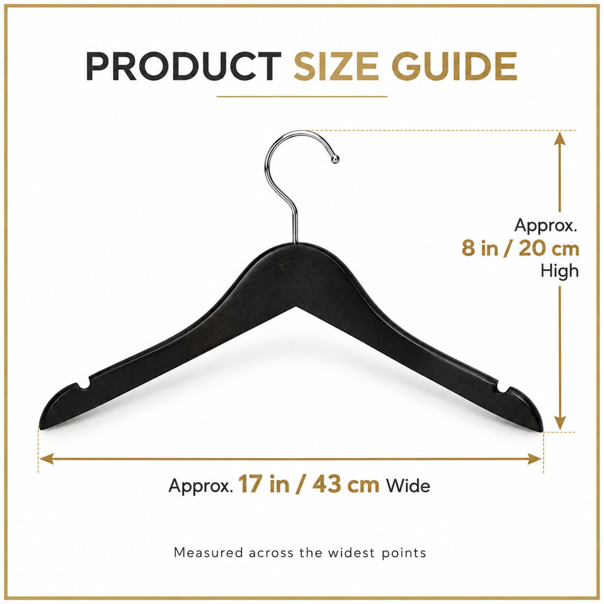 Clothes hangers with metal hooks - dimensions
