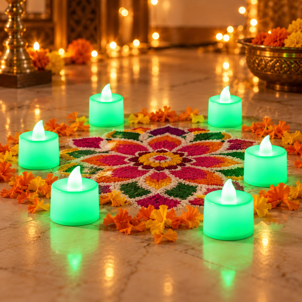 Green flameless LED tealights - product view 04
