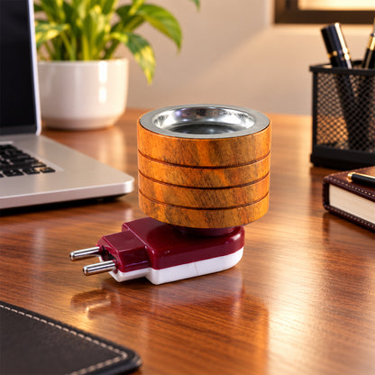 Electric wooden kapoor dani with metal camphor cup, product view 8