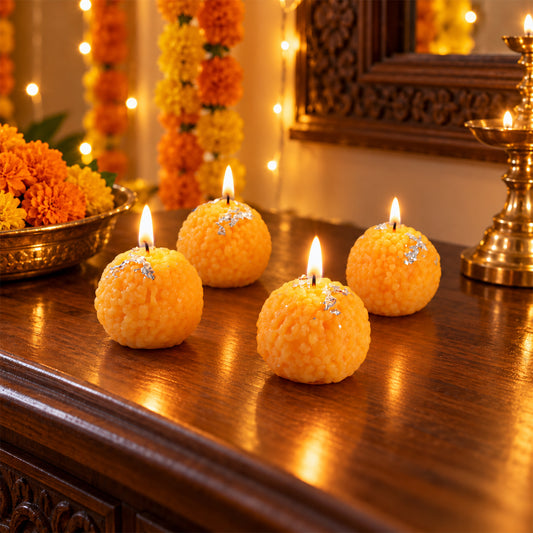 Motichoor laddu design decorative wax candles 01