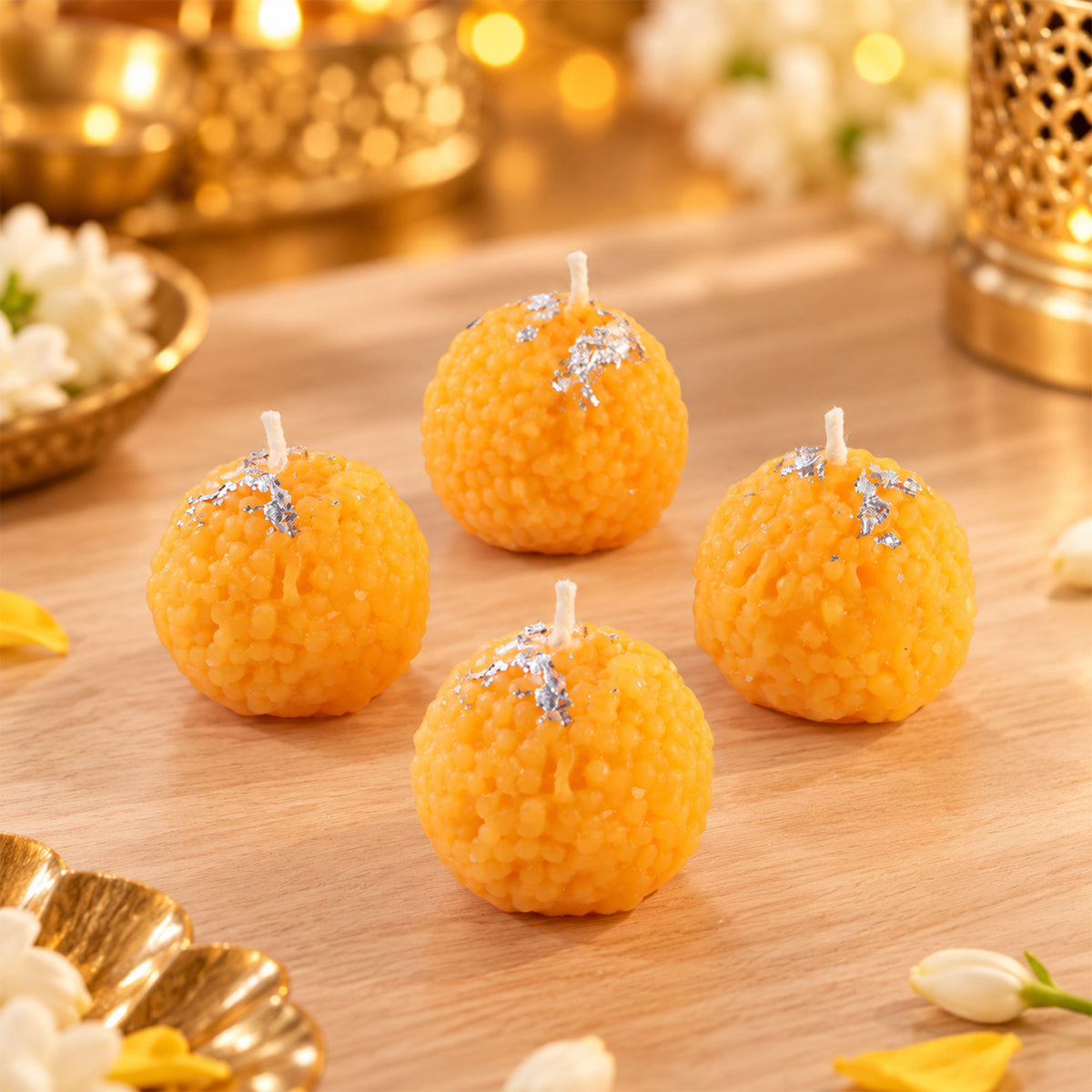 Motichoor laddu design decorative wax candles 02