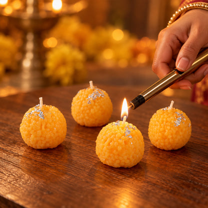 Motichoor laddu design decorative wax candles 03