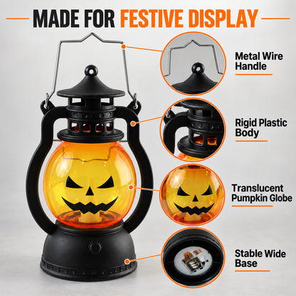 Mini Halloween pumpkin LED lantern set - body and handle