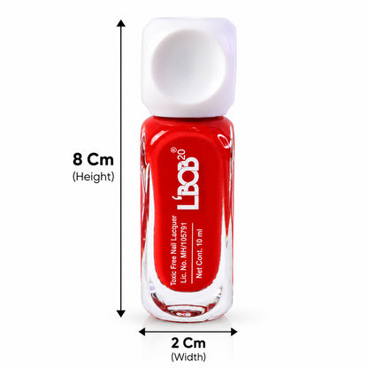 Red glossy nail polish, 10 ML, dimensions