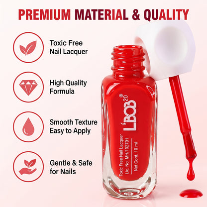 Red glossy nail polish, 10 ML, product view 9