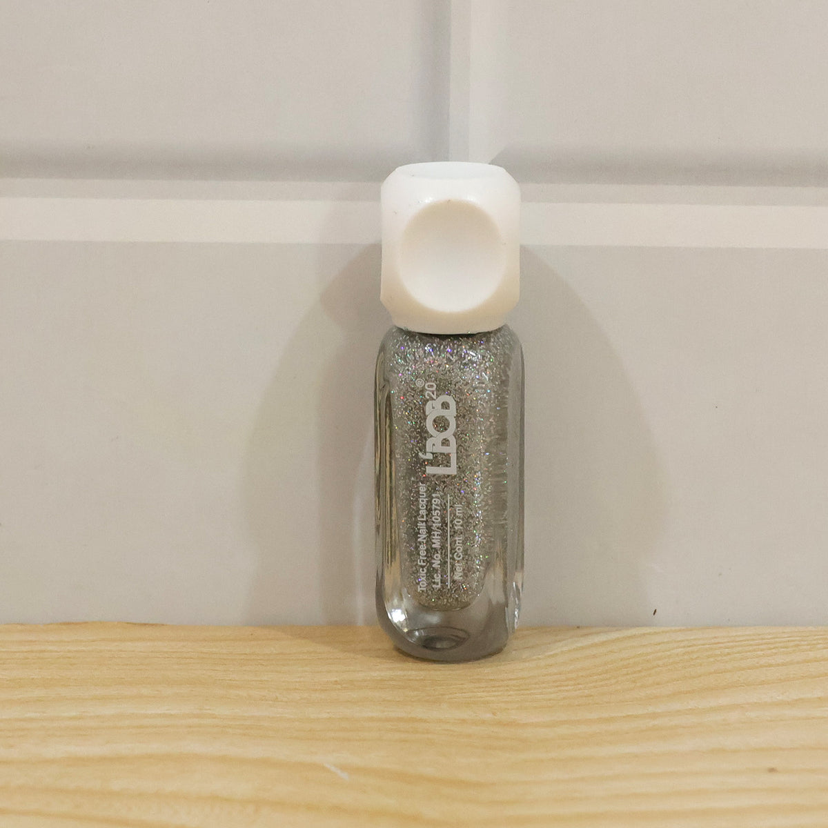 Silver Grey glitter nail polish, 10 ML, actual product photo