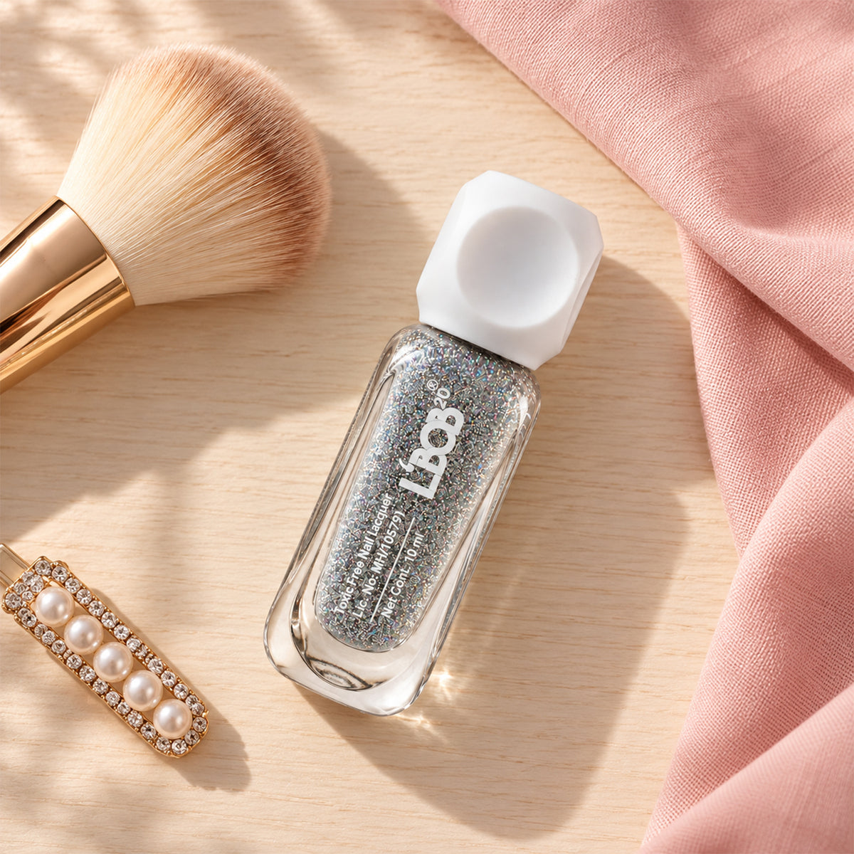 Silver Grey glitter nail polish, 10 ML, product detail view 3
