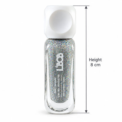 Silver Grey glitter nail polish, 10 ML, bottle dimensions