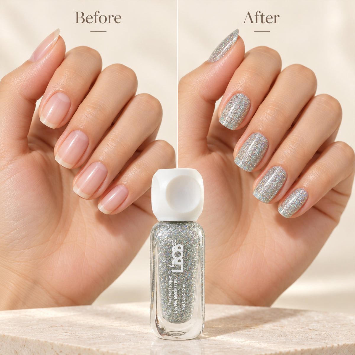 Silver Grey glitter nail polish, 10 ML, product detail view 7
