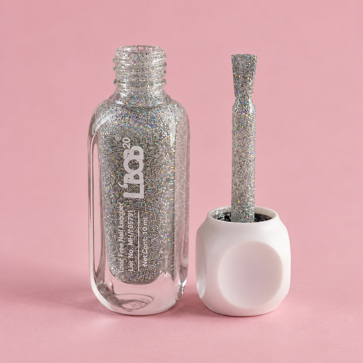 Silver Grey glitter nail polish, 10 ML, product detail view 9