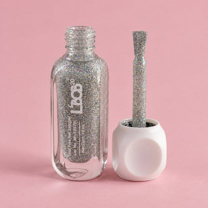 Silver Grey glitter nail polish, 10 ML, product detail view 9