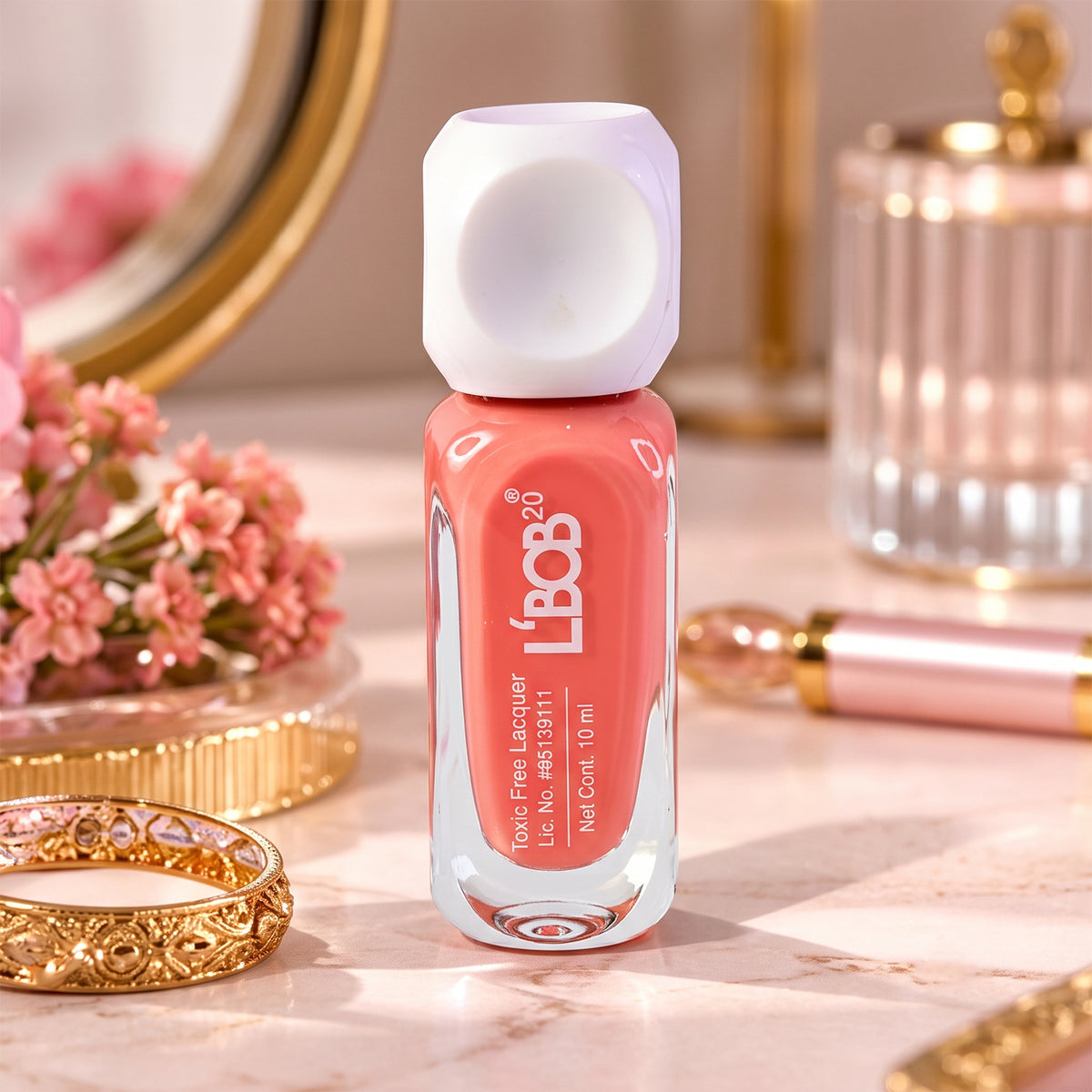 Peach Pink glossy nail polish, 10 ML, product view 1
