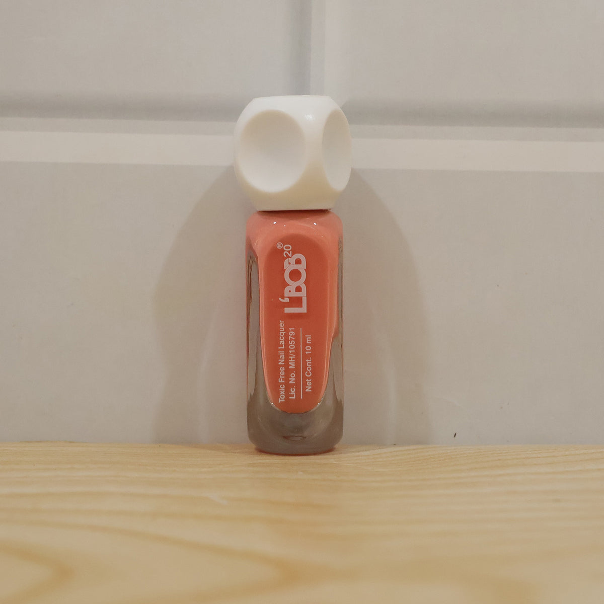Peach Pink glossy nail polish, 10 ML, actual product photo
